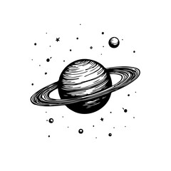 Saturn's celestial dance a cosmic sketch of planetary rings and stellar dust exploration of outer © Gunawan