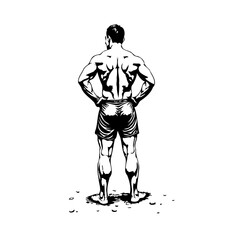 Sculpted physique of athletic individual standing proud showing fitness achievement and muscular