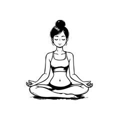 Serene moment of mindfulness vector illustration depicting a woman in meditative position