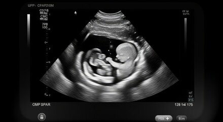Fetal ultrasound image showing developing baby