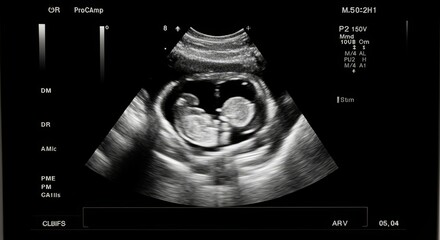 Fetal ultrasound showing twin development