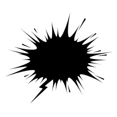 Black Spiky Speech Bubble with Lightning Bolt