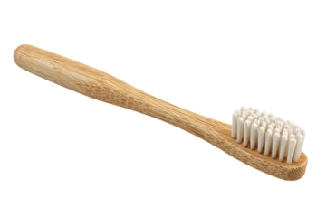 Natural bamboo toothbrush, light beige,  white bristles