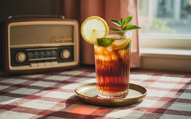 mojito cocktail on wooden table