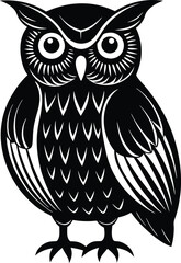 Owl Black Silhouette Clipart Vector Isolated on Transparent Background for Decorative Design