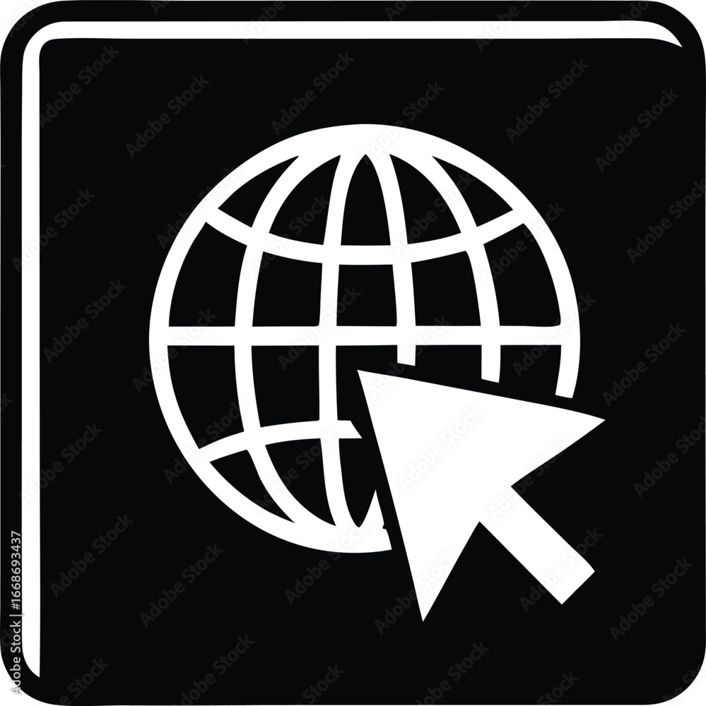 Poster global internet access icon with cursor pointing to world wide web globe symbol for digital connecti