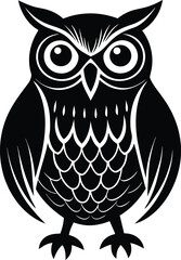 Owl Vector Illustration Black Silhouette Perfect for Halloween, Wildlife, and Tattoo Art