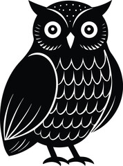 Owl Vector Black Silhouette Art Isolated on Transparent Background for Halloween and Nature Design