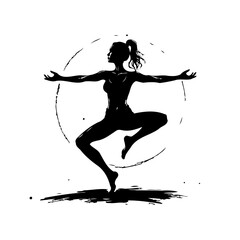 Silhouette of a woman in dynamic pose conveys inner peace through rhythmic movement expressing