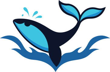 Majestic whale tail splash vector illustration elegant aquatic art