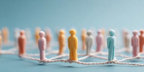 Modern Professional Social Cohesion Concept with Connected Figures on Network Grid for Corporate Engagement and Collaborative Synergy in HR Marketing