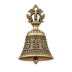 Traditional Brass Temple Bell with Goddess Engravings – Sacred Hindu Pooja Bell for Worship, Meditation, and Spiritual Decor"
