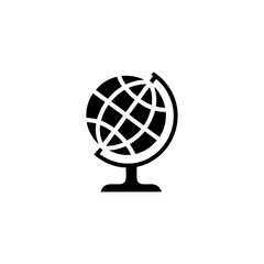 Single Line Art Globe with Latitude and Longitude Lines &ndash; Minimal Outline Global Network Icon, International Connection and World Map Vector Illustration