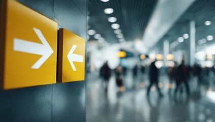 Airport corridor with directional signs