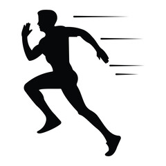 Running sport person icons vector. Running man silhouette. Symbol of runners person, sprint, athletic, marathon, jogging race, fitness, fast run, run track and compition symbol. Vector illustration.