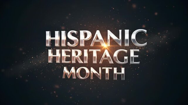 Celebrate hispanic heritage month with elegant silver typography and dark background with sparkling particles hispanic heritage month