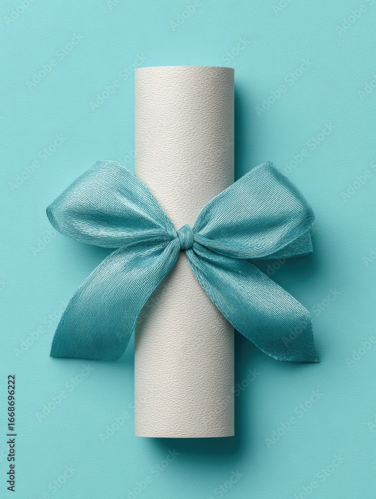 Poster premium skill validation certificate scroll with blue ribbon on minimal background for modern educat
