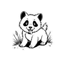 Whimsical panda puppy illustration playful and adorable animal drawing cute design happy