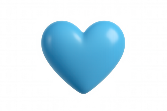 3d rendering of a light blue heart representing affection and care, perfect for valentine's day or romantic projects with transparent background