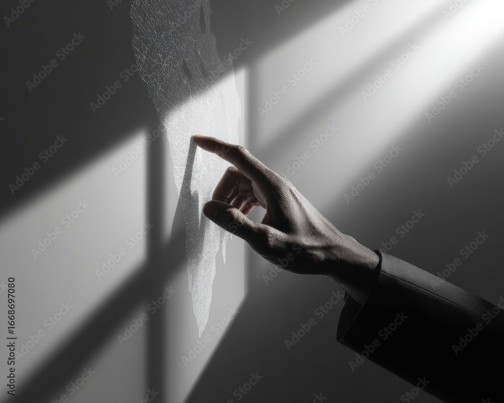 Poster professional businessman interacting with modern spatial analysis touchscreen interface for premium 