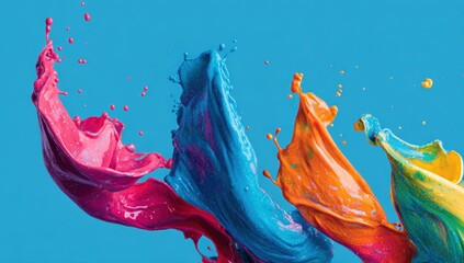 Vibrant color paint splashes against a vibrant backdrop