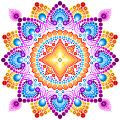 Purple Orange and Sky blue Floral Mandala DotArt
