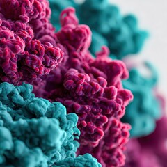 Purple and teal cloud formation against light background