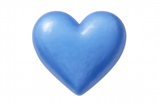 Blue heart representing emotional connection, symbolizing deep affection, transparent background allowing seamless design integration for romantic messaging