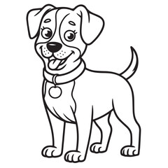 Fototapeta premium Cute boxer puppy cartoon vector illustration on a white background