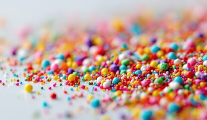 Colorful sprinkles in a close-up view