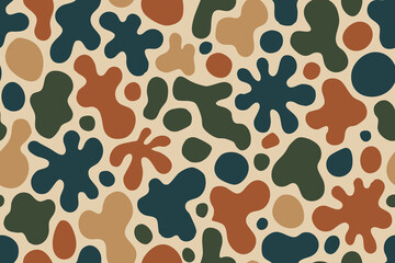 Seamless Organic camouflage pattern with abstract colorful blob shapes
