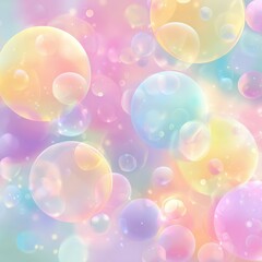 Pastel-colored bubbles on a soft, blurred background