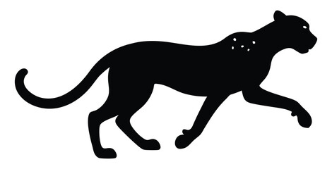 Fototapeta premium Silhouette of a black panther running gracefully in the wild landscape