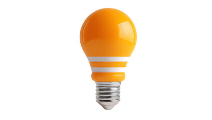 3D rendered, bright orange lightbulb with white stripes. Isolated on black. Concept of ideas
