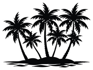 Fototapeta premium Silhouette of tall palm trees on tropical sandy beach with clear blue sky