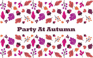 Modern Autumn Foliage Pattern in Warm Vibrant Colors © Mo Art