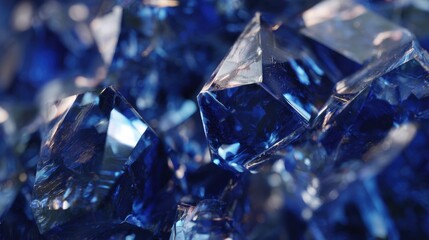 Vibrant blue gemstones glimmer under bright light in a close-up display of natural beauty