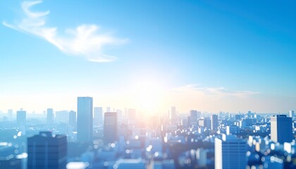 ぼやけた都会のオフィスビル街の風景