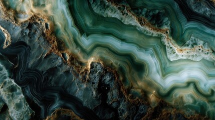 Stunning green agate stone with intricate patterns and natural formations showcasing unique geological textures