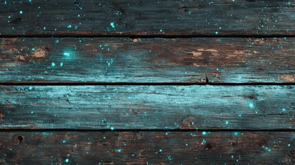 Rustic wooden surface with blue paint splatters and natural texture, suitable for artistic backgrounds or crafts