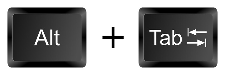 Alt + Tab keyboard shortcut button symbol showing quick switching between open applications on a computer screen, useful for multitasking efficiently.