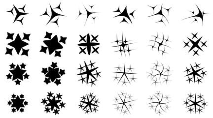 various forms of sparkling star imagination, isolated on a white background. vector