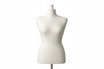 White female mannequin on a transparent background, ideal for showcasing clothes and fashion designs