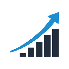 Simple Graphic of Increasing Bar Graph with Upward Trend.
