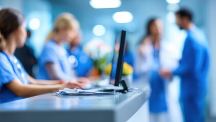 Blurred hospital reception area