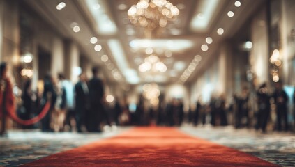 Blurred view of a red carpet event hall