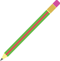 A simple pencil illustration with pink eraser and sharp tip, perfect for writing and drawing