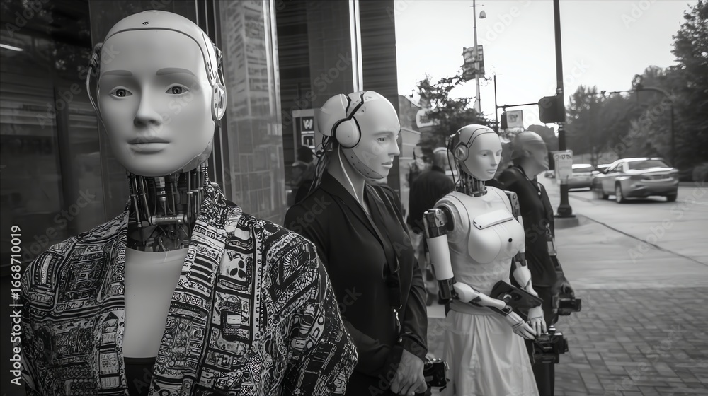 Poster robots on display in urban environment