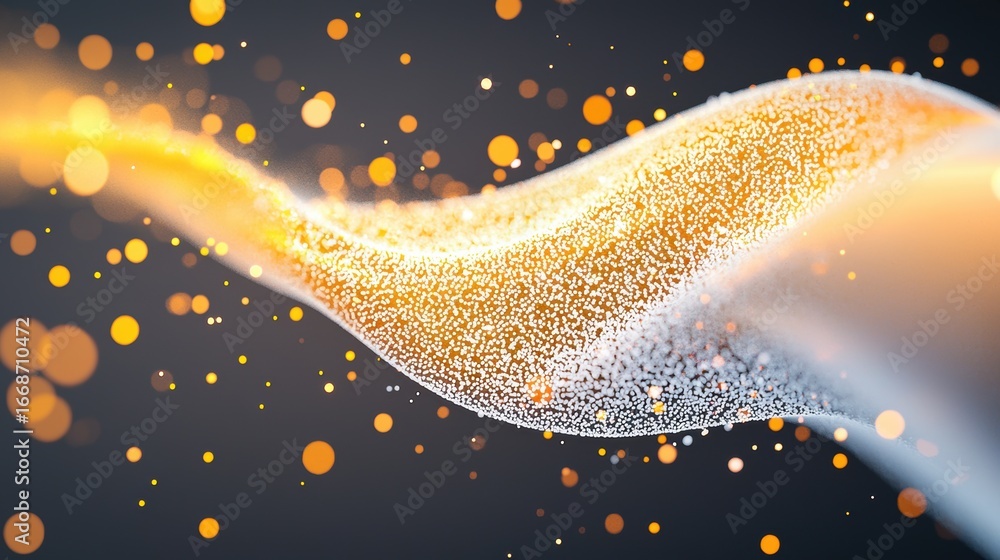 Poster particle abstract ai generated image of particles assembling into a data driven network.