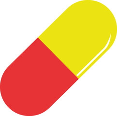 Capsule medication in yellow and red colors